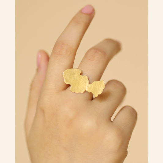 Ring „Goldener Baum“ Sterling Silber 925 Vergoldet 18 kt - L